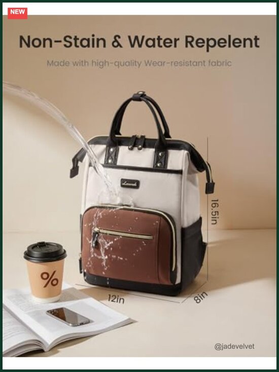 Laptop Backpack for Women with Giant Tumbler Holder, 15.6\